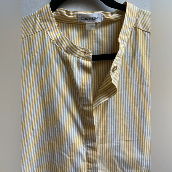 Calvin Klein striped cotton belted shirt dress Sz 14 - Picture 4 of 11